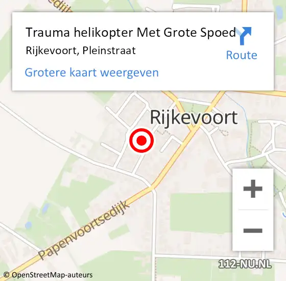 Locatie op kaart van de 112 melding: Trauma helikopter Met Grote Spoed Naar Rijkevoort, Pleinstraat op 29 november 2023 18:18