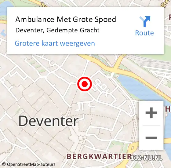 Locatie op kaart van de 112 melding: Ambulance Met Grote Spoed Naar Deventer, Gedempte Gracht op 16 september 2014 20:52