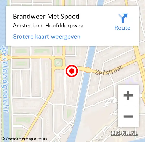 Locatie op kaart van de 112 melding: Brandweer Met Spoed Naar Amsterdam, Hoofddorpweg op 29 november 2023 18:49