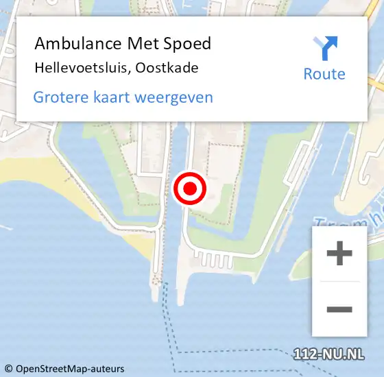 Locatie op kaart van de 112 melding: Ambulance Met Spoed Naar Hellevoetsluis, Oostkade op 29 november 2023 19:48
