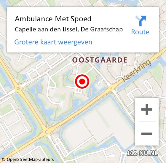 Locatie op kaart van de 112 melding: Ambulance Met Spoed Naar Capelle aan den IJssel, De Graafschap op 29 november 2023 20:02