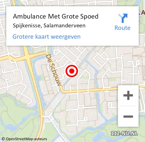 Locatie op kaart van de 112 melding: Ambulance Met Grote Spoed Naar Spijkenisse, Salamanderveen op 29 november 2023 20:33