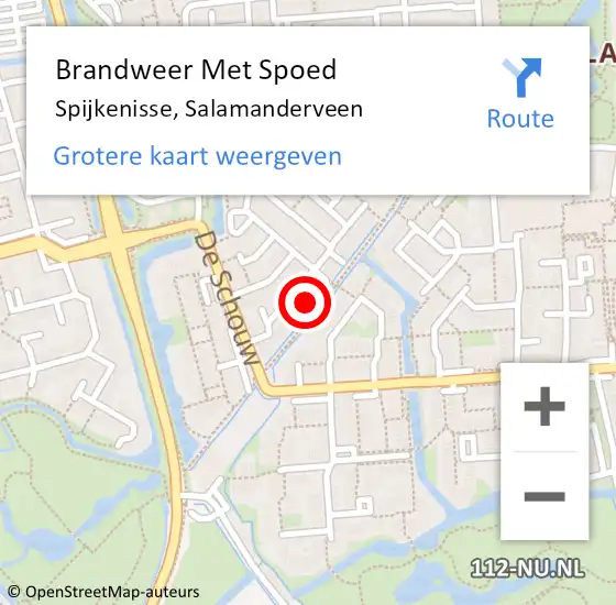 Locatie op kaart van de 112 melding: Brandweer Met Spoed Naar Spijkenisse, Salamanderveen op 29 november 2023 21:20