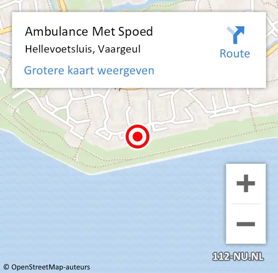 Locatie op kaart van de 112 melding: Ambulance Met Spoed Naar Hellevoetsluis, Vaargeul op 29 november 2023 22:22