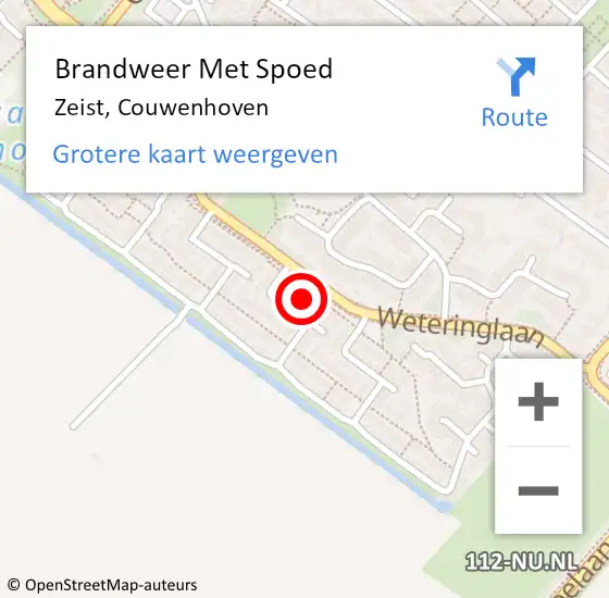 Locatie op kaart van de 112 melding: Brandweer Met Spoed Naar Zeist, Couwenhoven op 30 november 2023 01:02