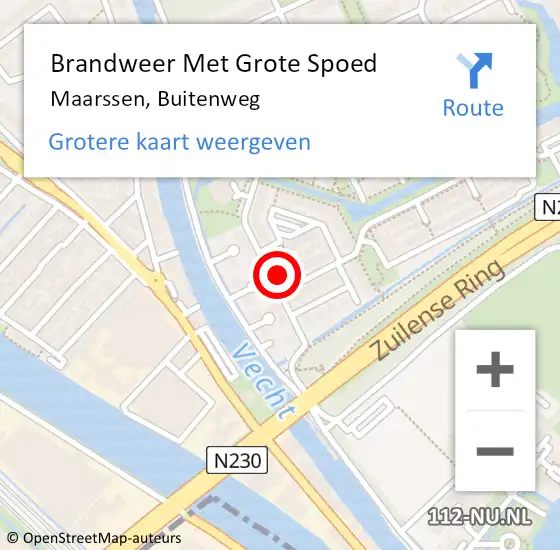 Locatie op kaart van de 112 melding: Brandweer Met Grote Spoed Naar Maarssen, Buitenweg op 30 november 2023 06:20