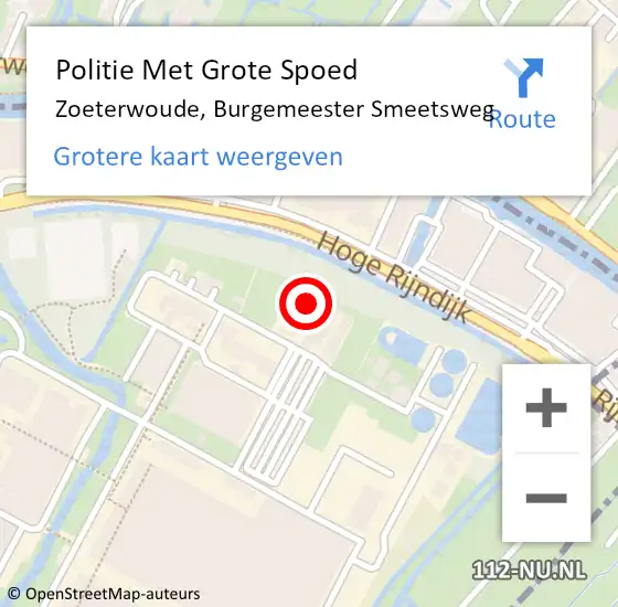 Locatie op kaart van de 112 melding: Politie Met Grote Spoed Naar Zoeterwoude, Burgemeester Smeetsweg op 30 november 2023 07:14