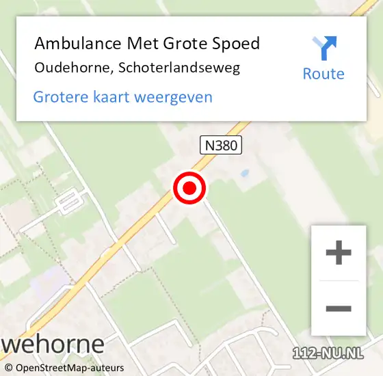Locatie op kaart van de 112 melding: Ambulance Met Grote Spoed Naar Oudehorne, Schoterlandseweg op 14 oktober 2013 18:23