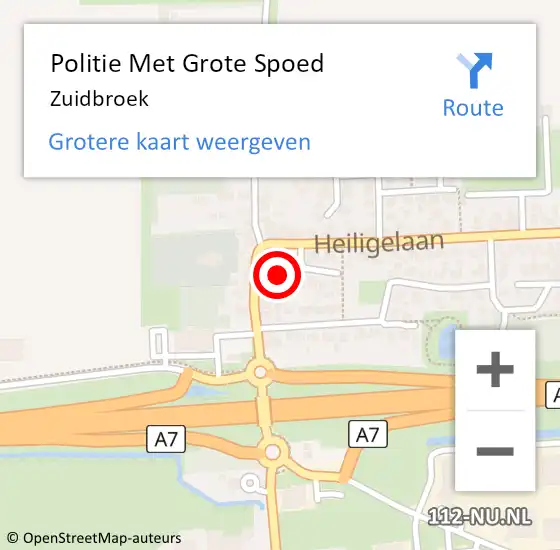 Locatie op kaart van de 112 melding: Politie Met Grote Spoed Naar Zuidbroek op 30 november 2023 07:38