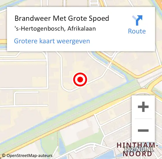 Locatie op kaart van de 112 melding: Brandweer Met Grote Spoed Naar 's-Hertogenbosch, Afrikalaan op 30 november 2023 07:40