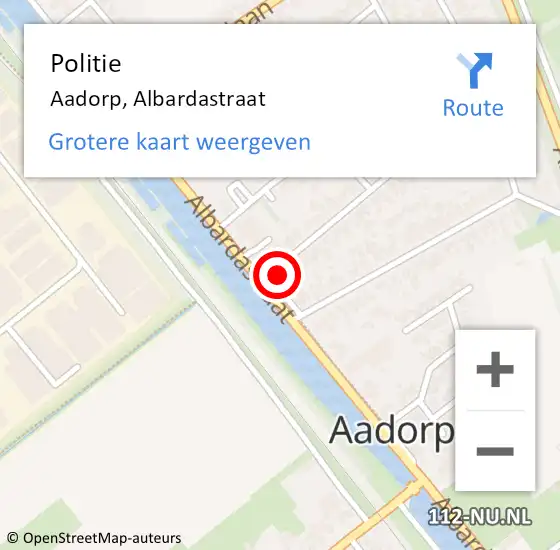 Locatie op kaart van de 112 melding: Politie Aadorp, Albardastraat op 30 november 2023 07:54