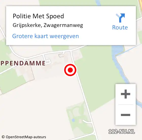 Locatie op kaart van de 112 melding: Politie Met Spoed Naar Grijpskerke, Zwagermanweg op 30 november 2023 08:03