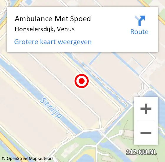 Locatie op kaart van de 112 melding: Ambulance Met Spoed Naar Honselersdijk, Venus op 30 november 2023 08:09