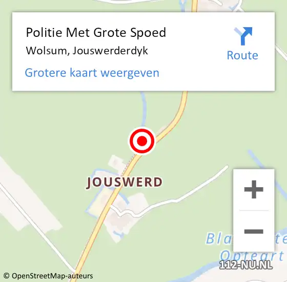 Locatie op kaart van de 112 melding: Politie Met Grote Spoed Naar Wolsum, Jouswerderdyk op 30 november 2023 08:11