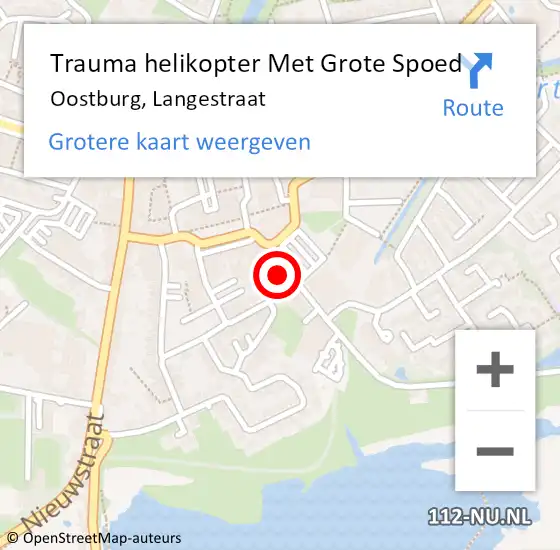Locatie op kaart van de 112 melding: Trauma helikopter Met Grote Spoed Naar Oostburg, Langestraat op 30 november 2023 08:15