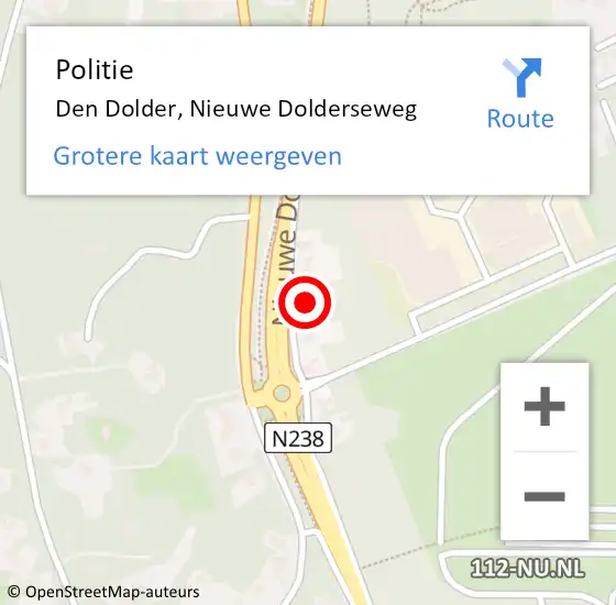 Locatie op kaart van de 112 melding: Politie Den Dolder, Nieuwe Dolderseweg op 30 november 2023 08:36