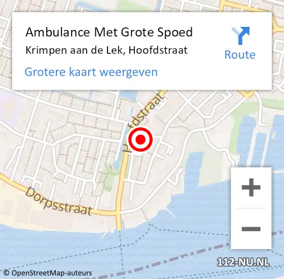 Locatie op kaart van de 112 melding: Ambulance Met Grote Spoed Naar Krimpen aan de Lek, Hoofdstraat op 30 november 2023 08:47
