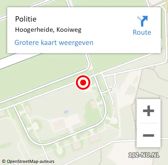 Locatie op kaart van de 112 melding: Politie Hoogerheide, Kooiweg op 30 november 2023 09:09