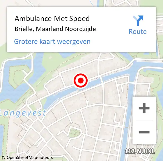 Locatie op kaart van de 112 melding: Ambulance Met Spoed Naar Brielle, Maarland Noordzijde op 30 november 2023 10:04