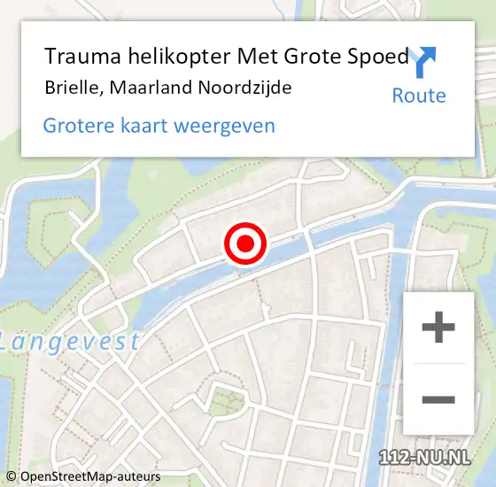 Locatie op kaart van de 112 melding: Trauma helikopter Met Grote Spoed Naar Brielle, Maarland Noordzijde op 30 november 2023 10:09