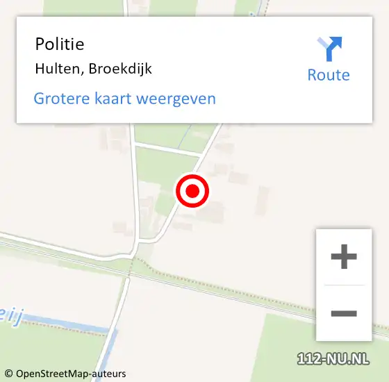 Locatie op kaart van de 112 melding: Politie Hulten, Broekdijk op 30 november 2023 11:16