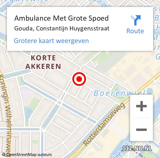 Locatie op kaart van de 112 melding: Ambulance Met Grote Spoed Naar Gouda, Constantijn Huygensstraat op 30 november 2023 11:19
