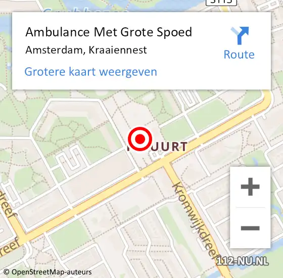 Locatie op kaart van de 112 melding: Ambulance Met Grote Spoed Naar Amsterdam, Kraaiennest op 30 november 2023 12:08