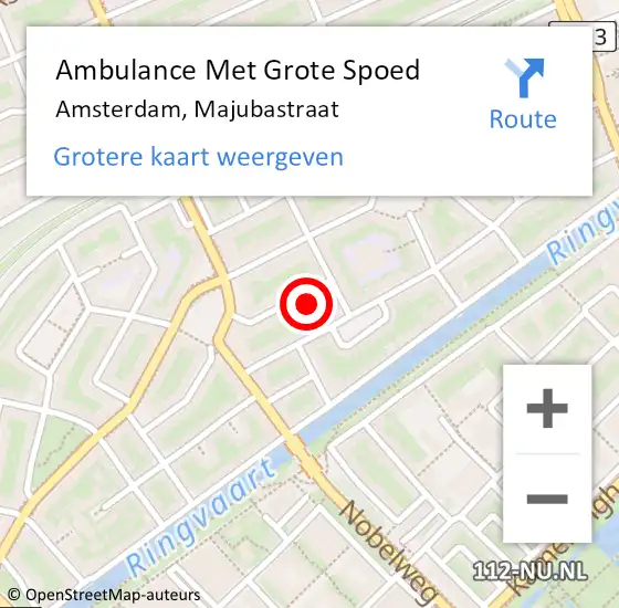Locatie op kaart van de 112 melding: Ambulance Met Grote Spoed Naar Amsterdam, Majubastraat op 30 november 2023 12:27