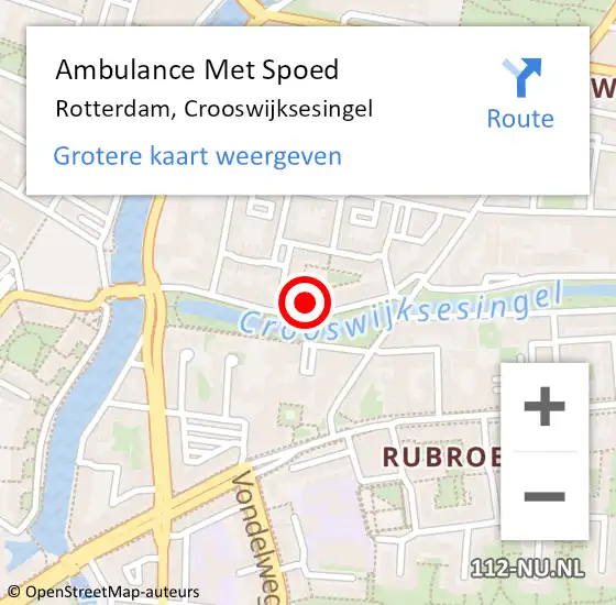 Locatie op kaart van de 112 melding: Ambulance Met Spoed Naar Rotterdam, Crooswijksesingel op 30 november 2023 12:50
