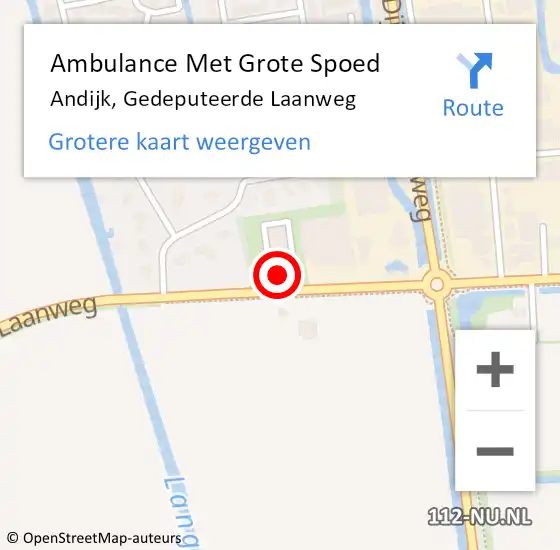 Locatie op kaart van de 112 melding: Ambulance Met Grote Spoed Naar Andijk, Gedeputeerde Laanweg op 30 november 2023 13:35