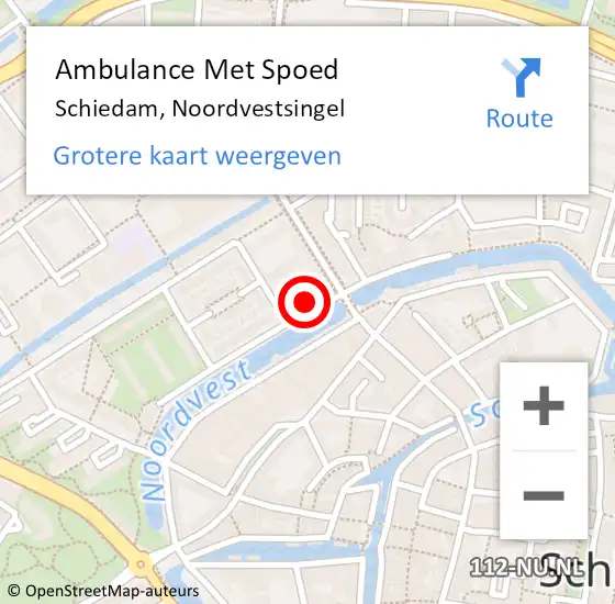 Locatie op kaart van de 112 melding: Ambulance Met Spoed Naar Schiedam, Noordvestsingel op 30 november 2023 14:42