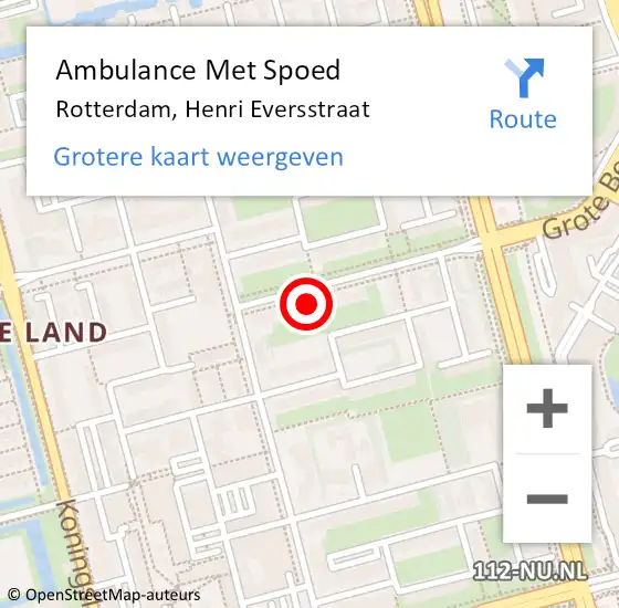 Locatie op kaart van de 112 melding: Ambulance Met Spoed Naar Rotterdam, Henri Eversstraat op 30 november 2023 14:45