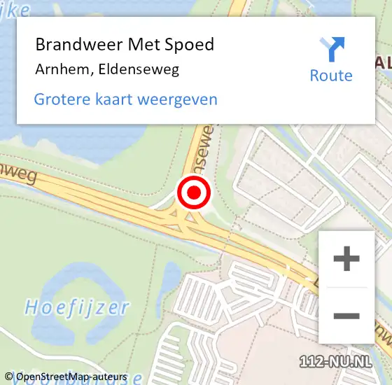 Locatie op kaart van de 112 melding: Brandweer Met Spoed Naar Arnhem, Eldenseweg op 30 november 2023 15:06
