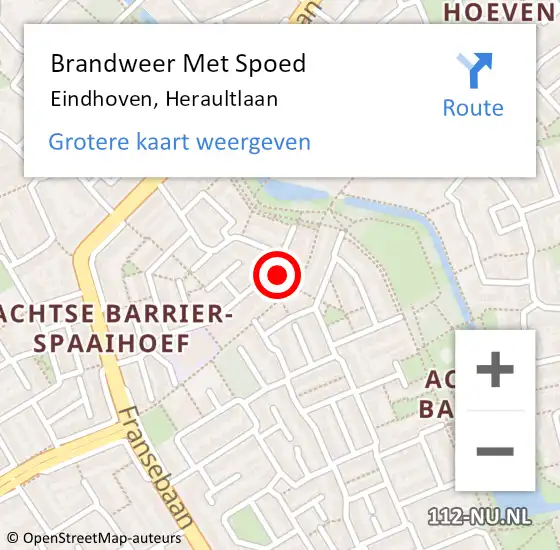 Locatie op kaart van de 112 melding: Brandweer Met Spoed Naar Eindhoven, Heraultlaan op 30 november 2023 16:34