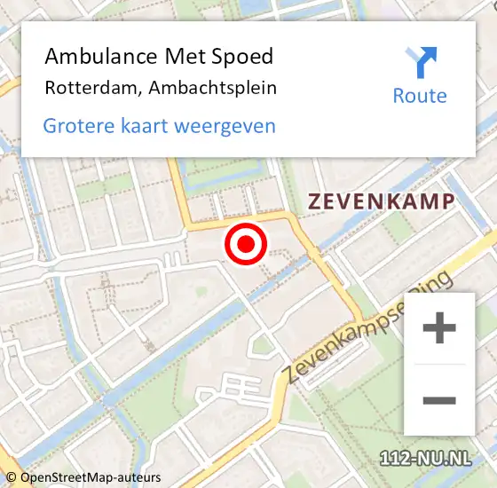 Locatie op kaart van de 112 melding: Ambulance Met Spoed Naar Rotterdam, Ambachtsplein op 30 november 2023 16:46