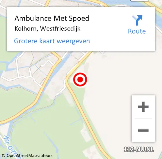 Locatie op kaart van de 112 melding: Ambulance Met Spoed Naar Kolhorn, Westfriesedijk op 30 november 2023 18:11