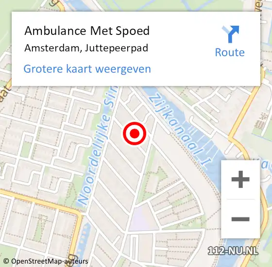 Locatie op kaart van de 112 melding: Ambulance Met Spoed Naar Amsterdam, Juttepeerpad op 30 november 2023 19:18