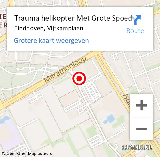 Locatie op kaart van de 112 melding: Trauma helikopter Met Grote Spoed Naar Eindhoven, Vijfkamplaan op 30 november 2023 19:40