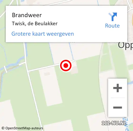 Locatie op kaart van de 112 melding: Brandweer Twisk, de Beulakker op 30 november 2023 20:17