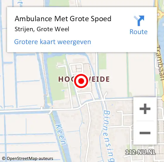 Locatie op kaart van de 112 melding: Ambulance Met Grote Spoed Naar Strijen, Grote Weel op 30 november 2023 20:52