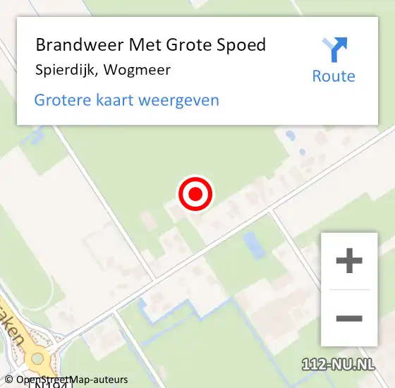 Locatie op kaart van de 112 melding: Brandweer Met Grote Spoed Naar Spierdijk, Wogmeer op 30 november 2023 20:56