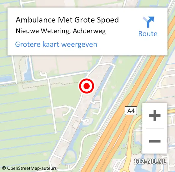 Locatie op kaart van de 112 melding: Ambulance Met Grote Spoed Naar Nieuwe Wetering, Achterweg op 30 november 2023 21:30