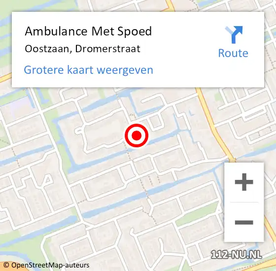 Locatie op kaart van de 112 melding: Ambulance Met Spoed Naar Oostzaan, Dromerstraat op 30 november 2023 21:52