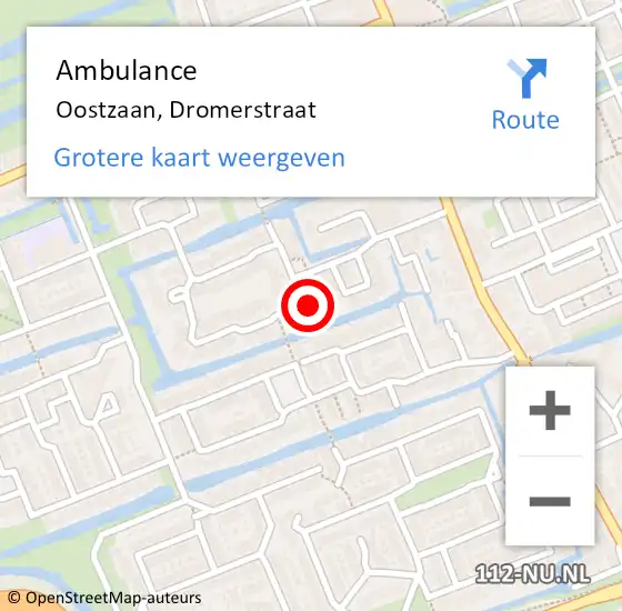 Locatie op kaart van de 112 melding: Ambulance Oostzaan, Dromerstraat op 30 november 2023 21:53