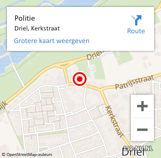 Locatie op kaart van de 112 melding: Politie Driel, Kerkstraat op 30 november 2023 21:56