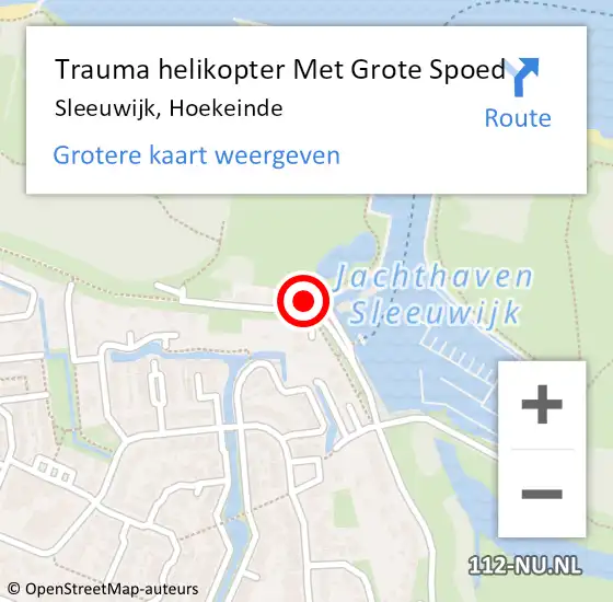 Locatie op kaart van de 112 melding: Trauma helikopter Met Grote Spoed Naar Sleeuwijk, Hoekeinde op 30 november 2023 22:51