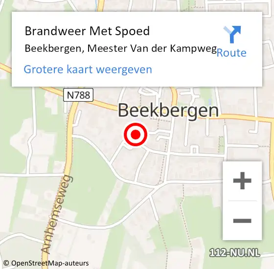 Locatie op kaart van de 112 melding: Brandweer Met Spoed Naar Beekbergen, Meester Van der Kampweg op 30 november 2023 23:20