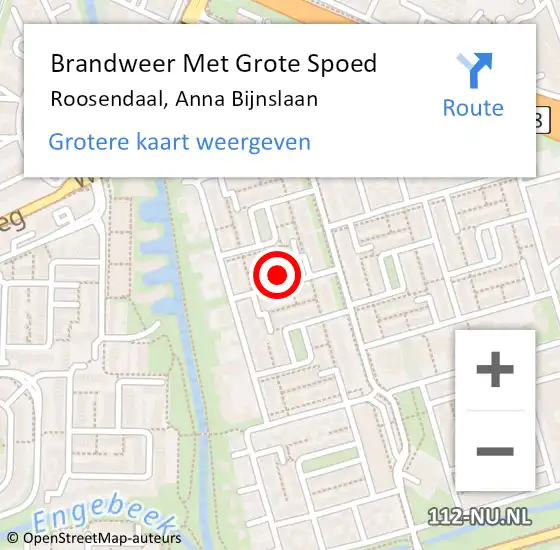Locatie op kaart van de 112 melding: Brandweer Met Grote Spoed Naar Roosendaal, Anna Bijnslaan op 1 december 2023 03:45
