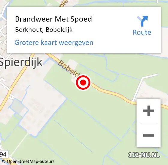 Locatie op kaart van de 112 melding: Brandweer Met Spoed Naar Berkhout, Bobeldijk op 1 december 2023 04:05