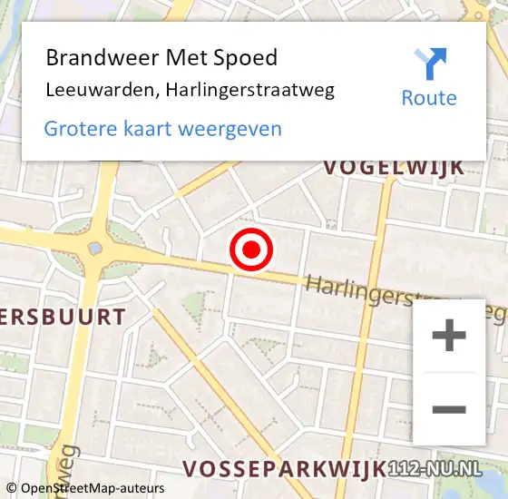 Locatie op kaart van de 112 melding: Brandweer Met Spoed Naar Leeuwarden, Harlingerstraatweg op 1 december 2023 06:50